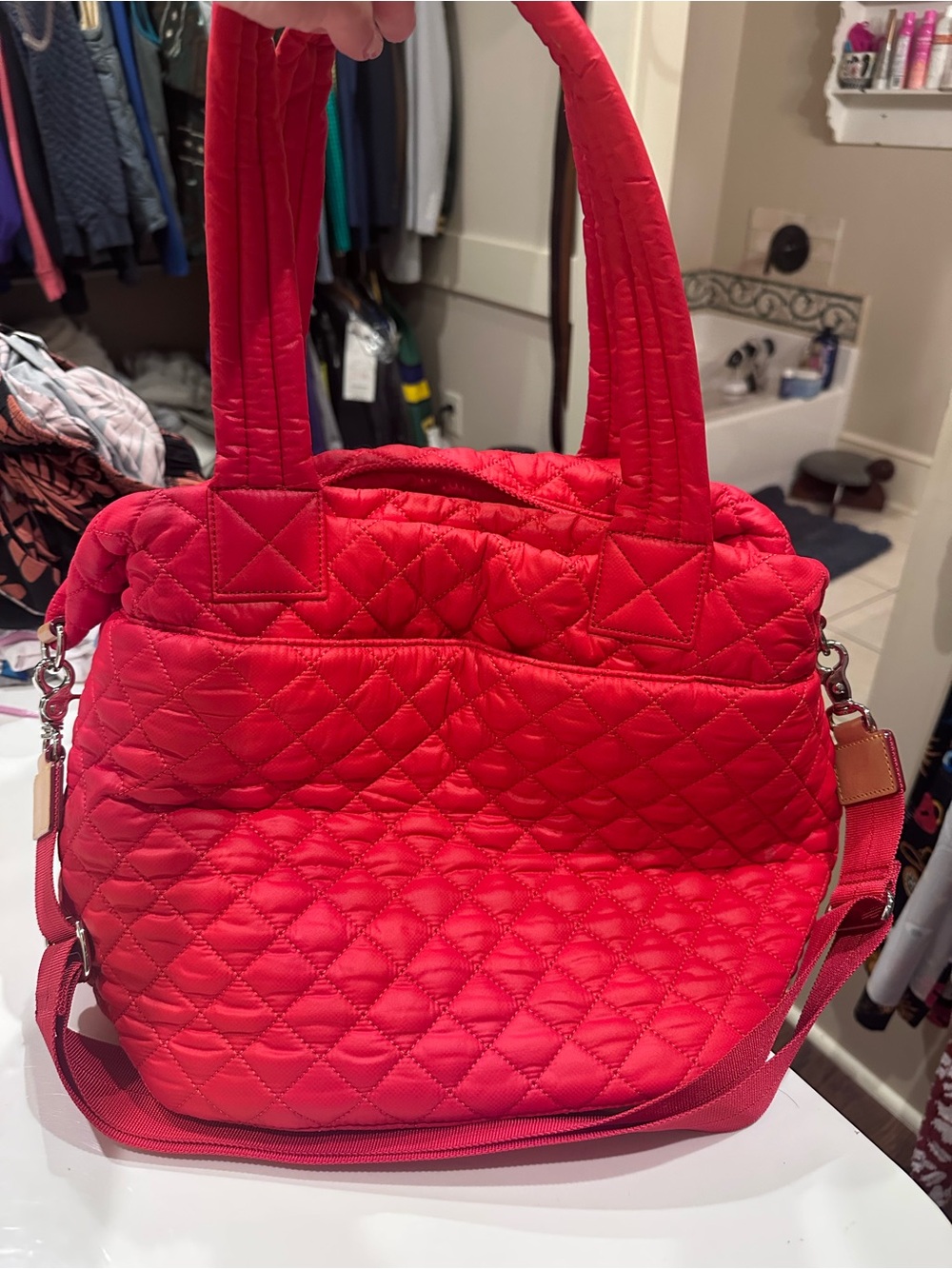 MZ Wallace Quilted Tote Bag in Red - Picture 4 of 6